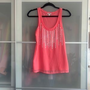 Express Coral Tank Top with Silver Accents